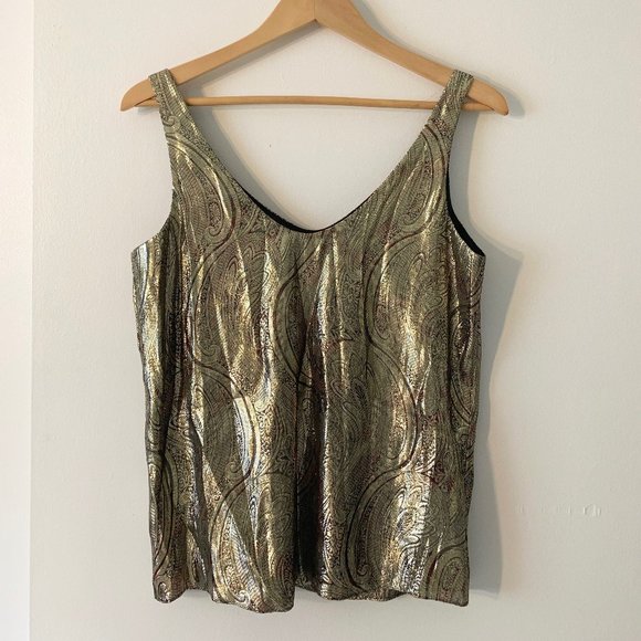 J. Crew Metallic Print Tank Top Size 4 - Picture 3 of 3
